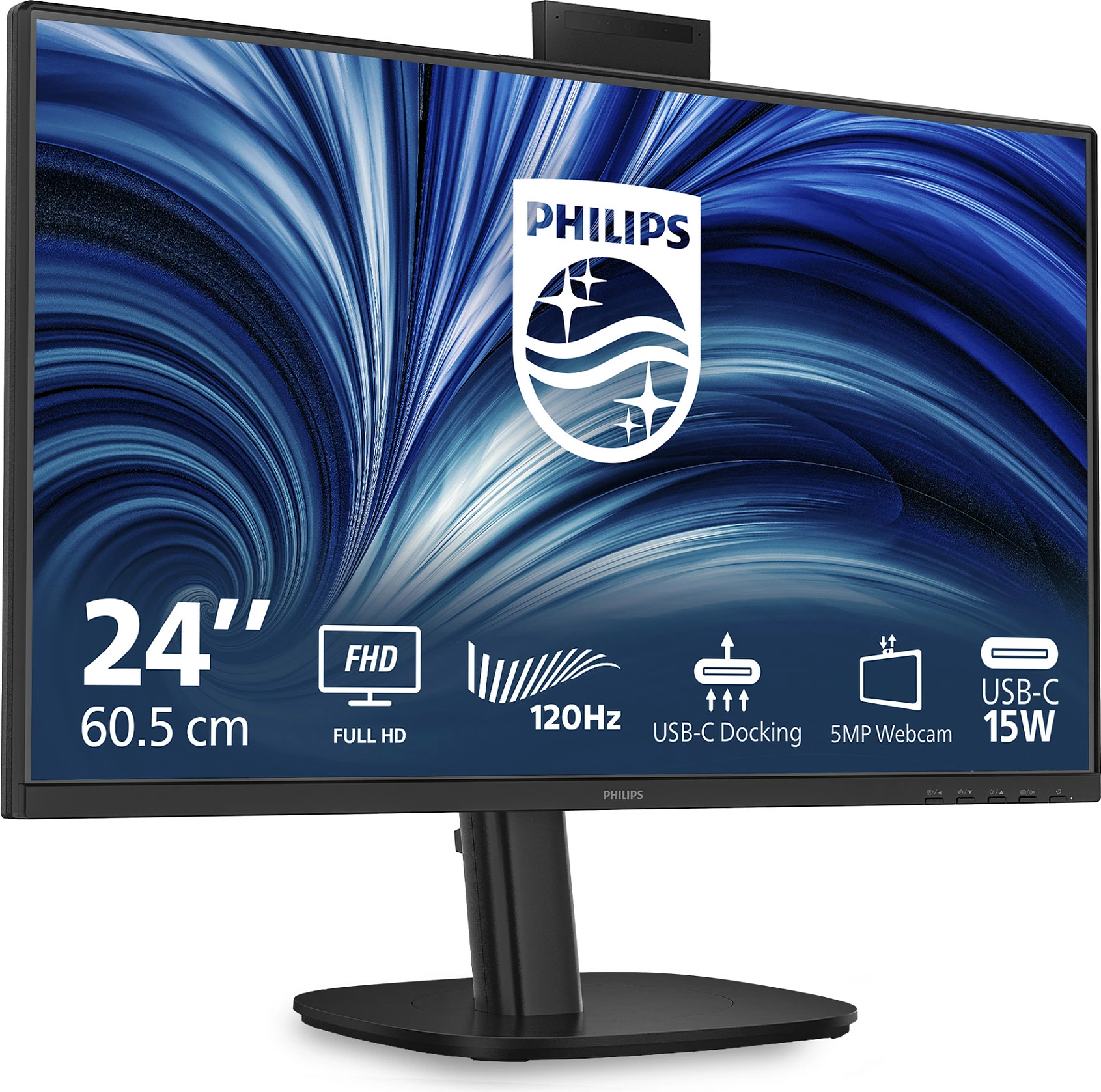 Monitor Philips 24B2U3301H/00, 24" Full HD IPS, 120Hz, USB-C Docking, Webcam 5MP, i zi