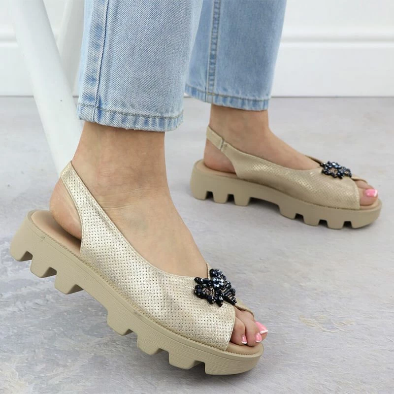 Sandale platforme Potocki SZ12610, të arta