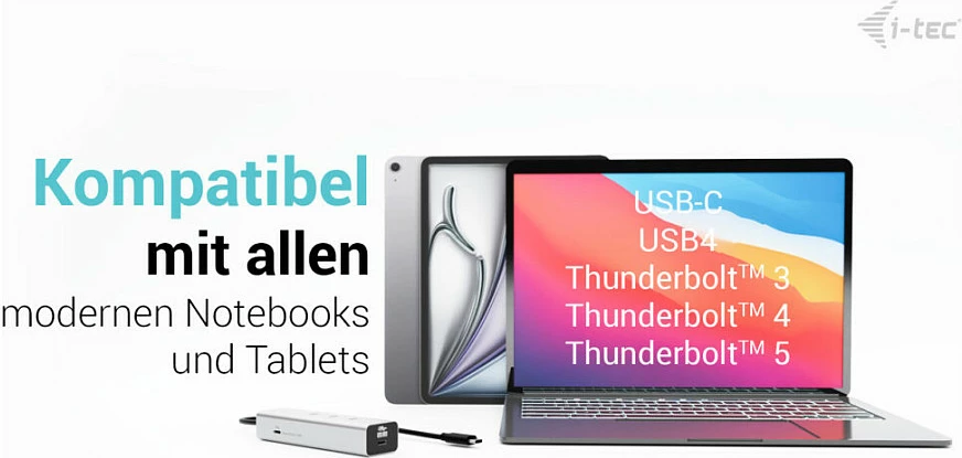 USB-C hub I-Tec D I-TEC, 5 porta, 85W, argjendtë