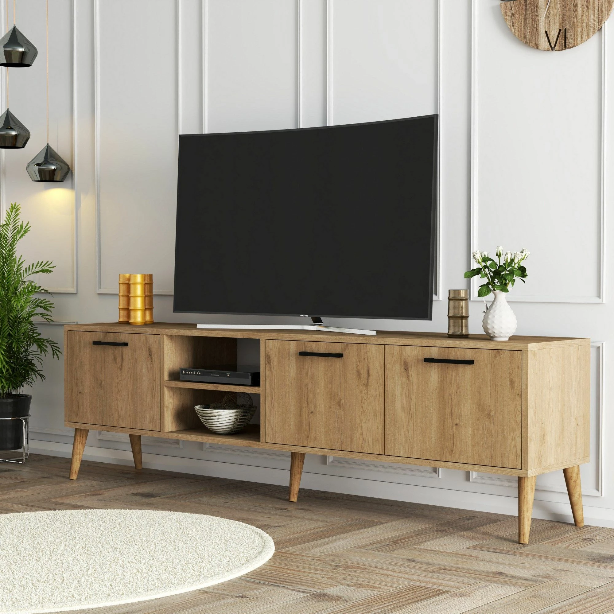 Komodë TV Hanah Home, Exxen, ngjyrë lisi, 180x53x35 cm