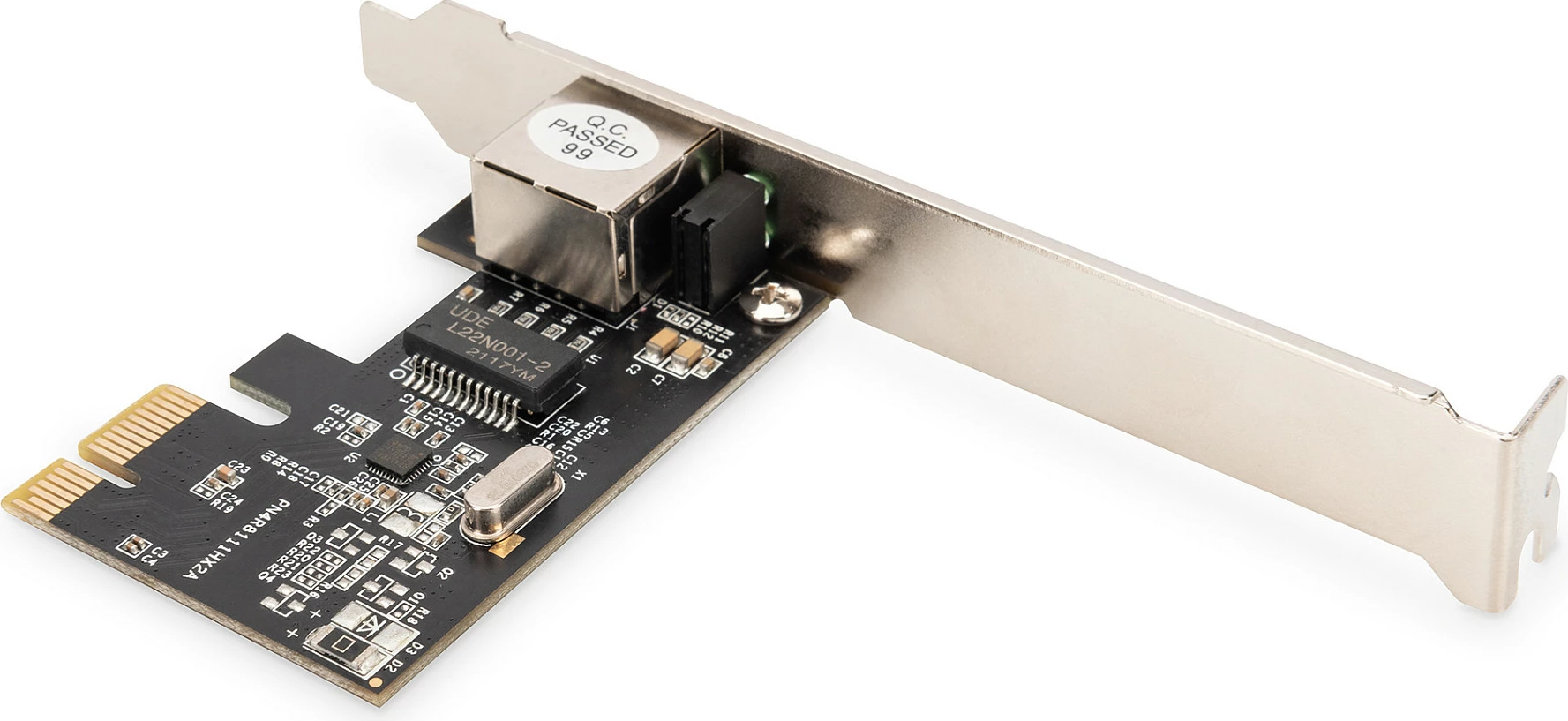 Kartë rrjeti Digitus PCI Express Gigabit, 1x RJ-45, low-profile, ngjyrë argjendtë