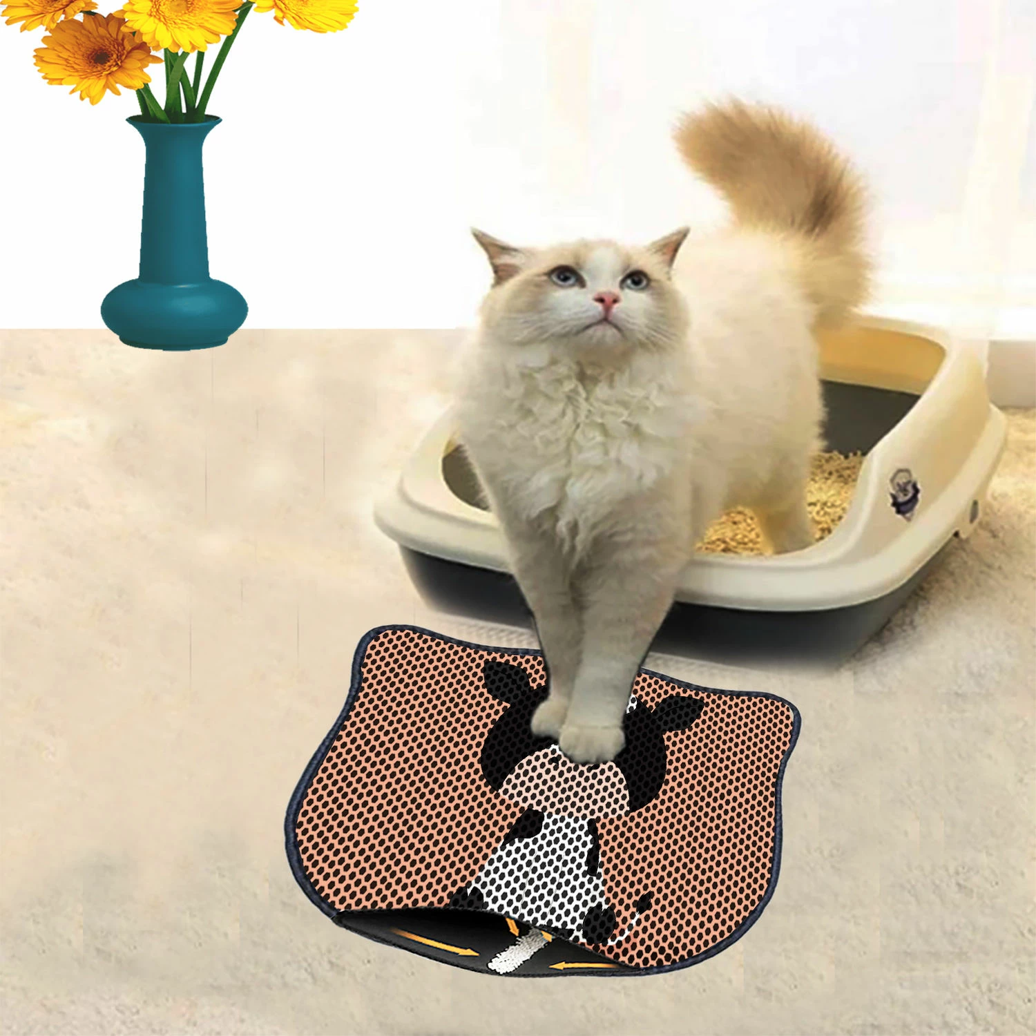 Tapet për rërë maceje, shumëngjyrësh, Paws & Whiskers, Kdkafa0076, 40x50cm