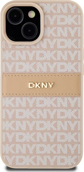 Mbështjellës DKNY Mono Stripe & Metal Logo për iPhone 15 Plus / 14 Plus, Rozë