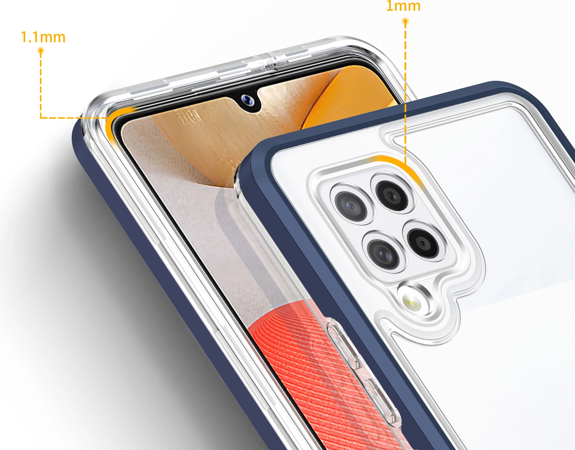 Mbështjellës Hurtel Hybrid Armor Clear 3 in 1 për Samsung Galaxy A42 5G, Kaltër/Transparent