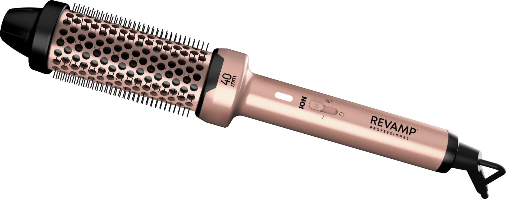 Brushë ngrohëse për stilim flokësh Revamp BR-1400AGD 40 mm ceramic 180°C ionic, rozë ari