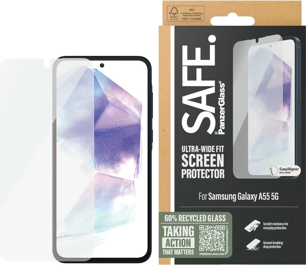 Mbrojtës ekrani PanzerGlass për Samsung A55 5G, transparent