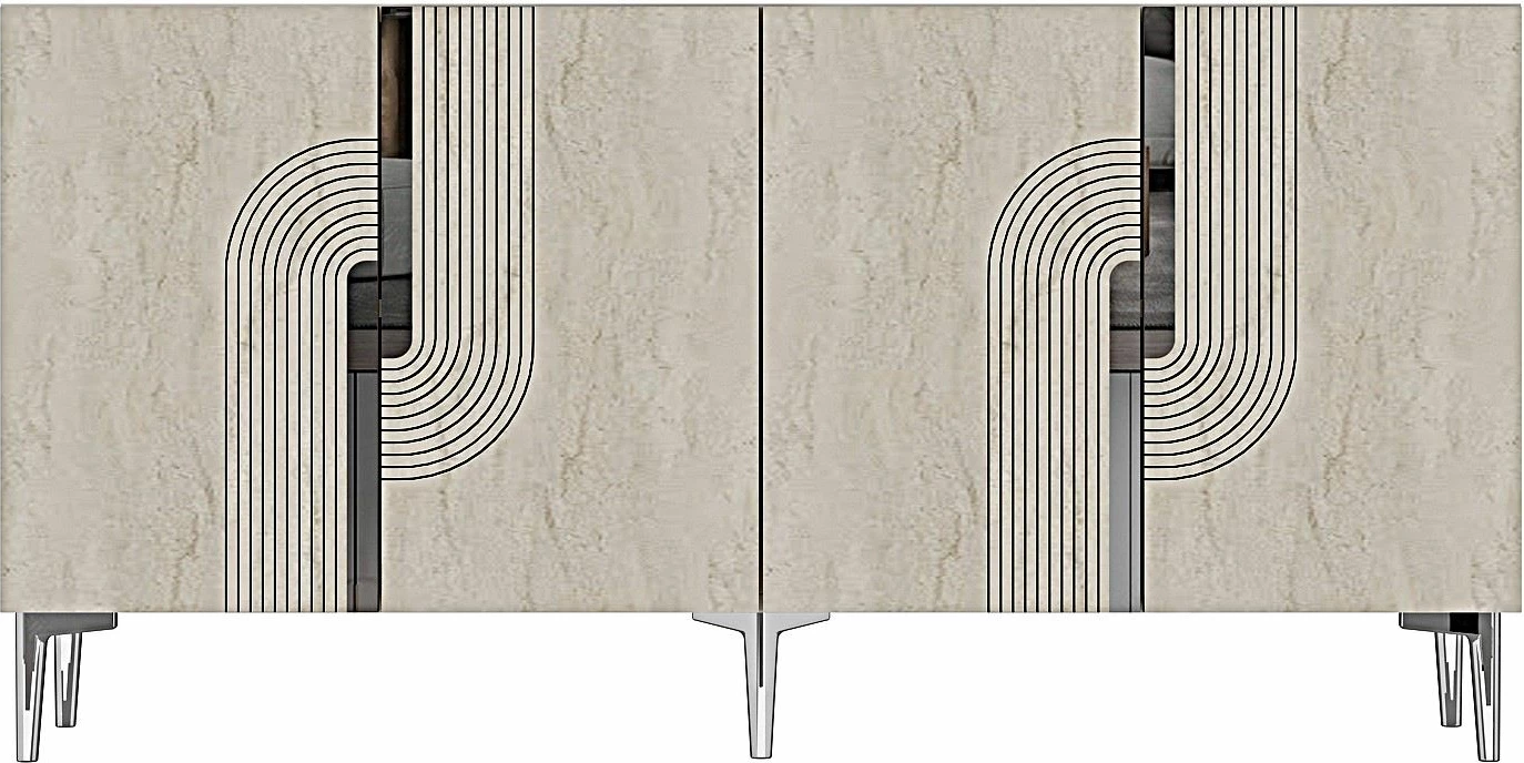 Konsolë Skye Decor, Meyra 150, e bardhë, travertin, argjend