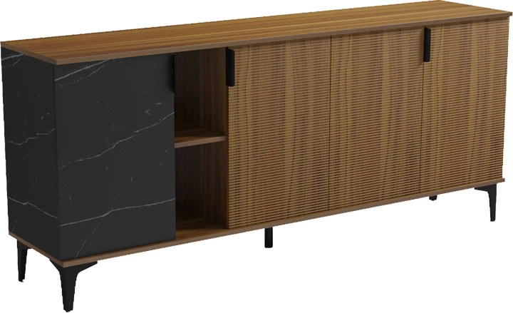 Bufe Riba, pamje arre dhe mermeri të zi, 180x40x78cm