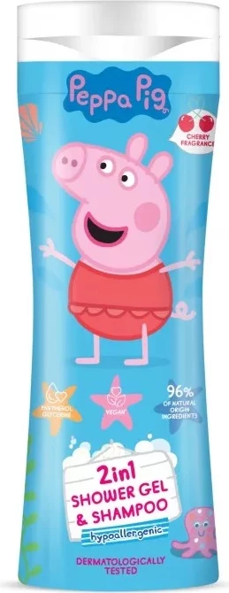 Shampon dhe xhel dushi 2-në-1 për fëmijë Peppa Pig Cherry, 300ml