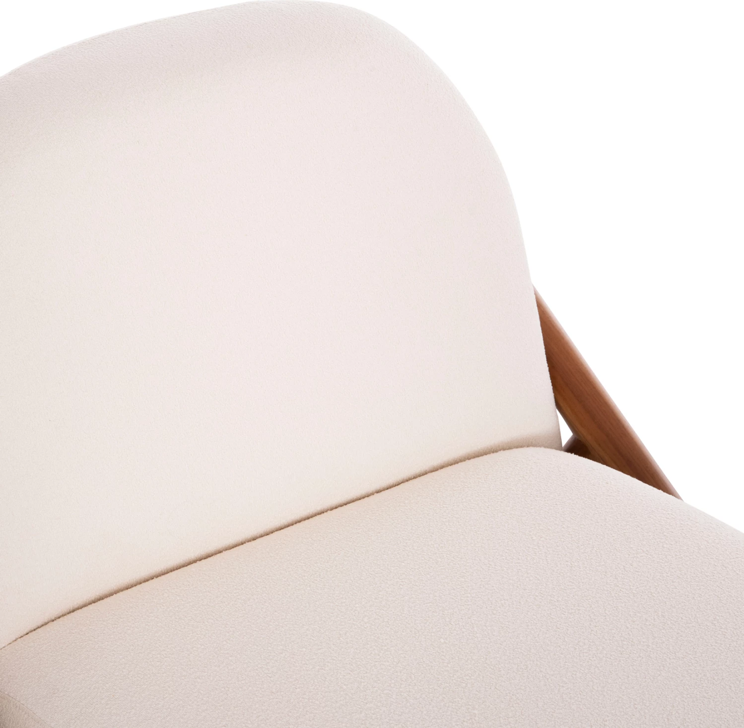 Karrige lounge Ramrod, dru tik natyral, boucle krem e bardhë, 75x87x79cm