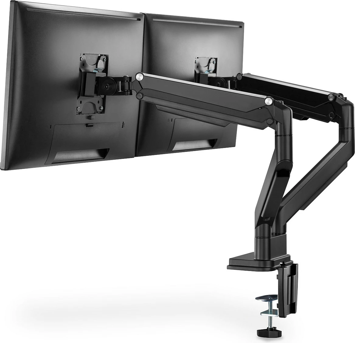 Mbajtës dy monitorësh Digitus Universal Dual me gas spring, VESA 75/100, 15"-32", deri 9 kg, clamp, i zi