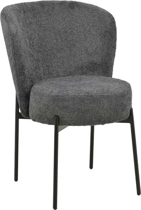 Set 2 karriga Houlian, stof antracit, këmbë metalike të zeza, 46x66x89cm