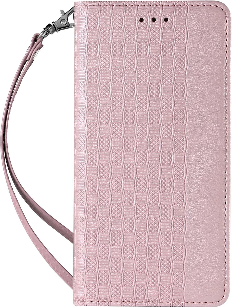 Mbështjellës Hurtel Magnet Strap Case për Samsung Galaxy S22+, me portofol dhe litar dore, Rozë