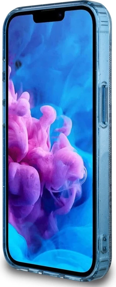 Mbështjellës Guess IML Metal Glitter 4G Circle Triangle MagSafe për iPhone 16e, Blu