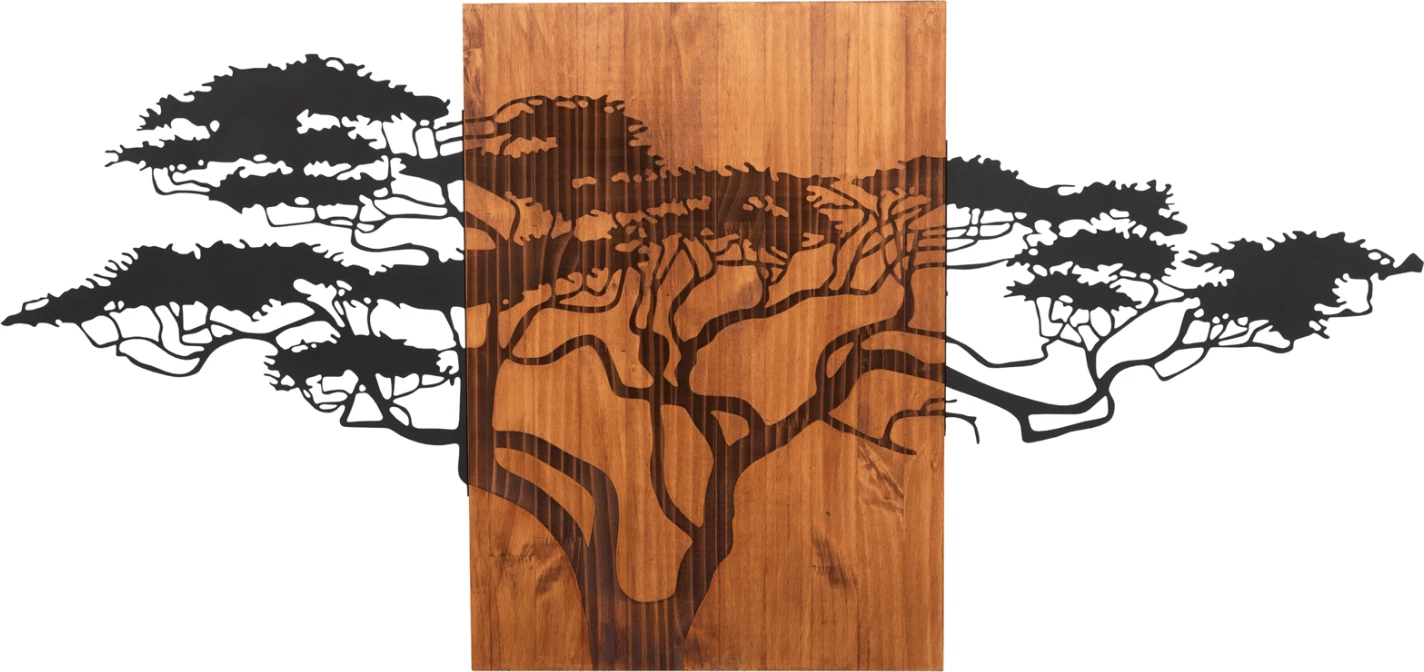 Dekor për mur, figurë peme, metal-dru, FH4653, 148x3x70 cm
