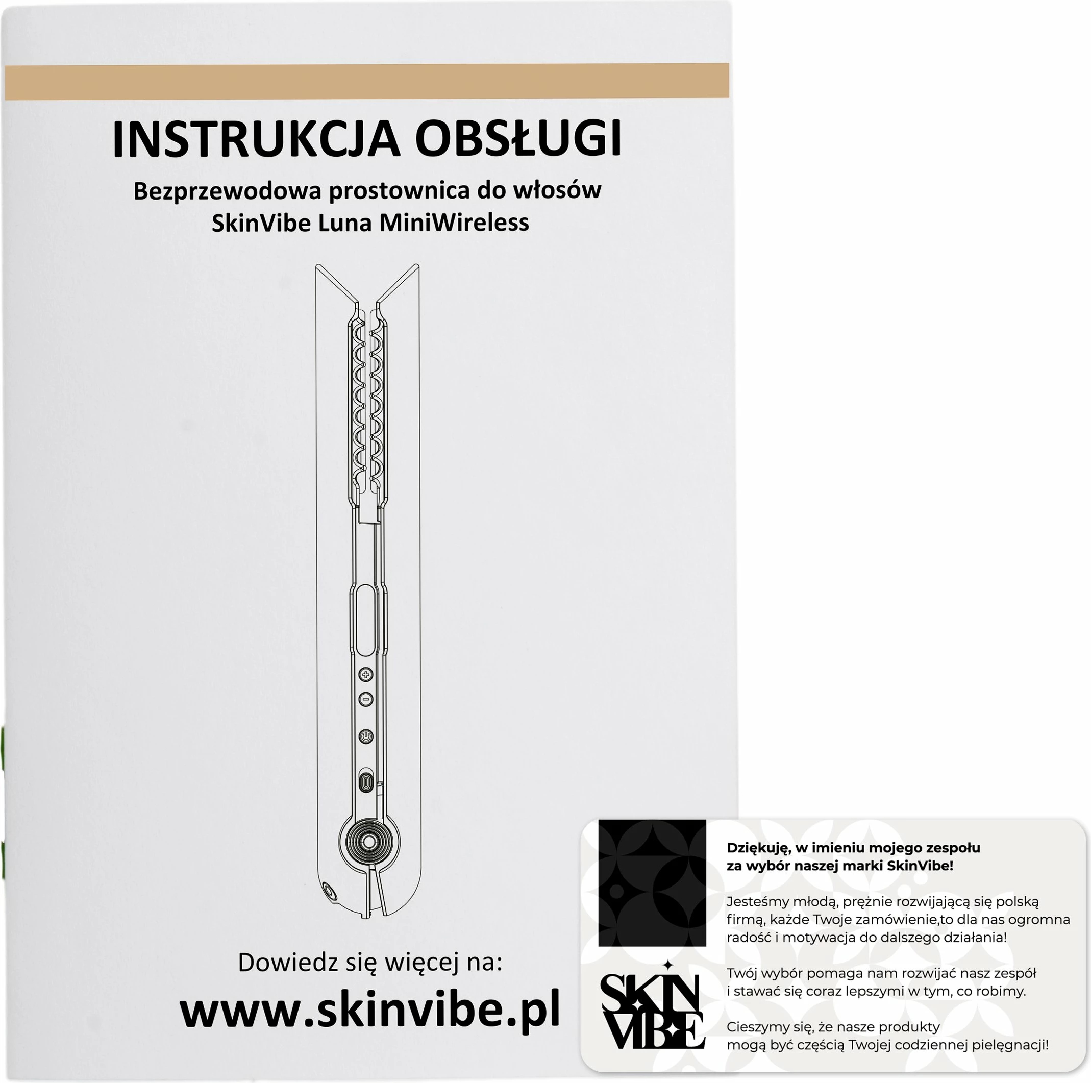 Drejtues flokësh SkinVibe Luna MiniWireless SV-003WH 22 W, pa kabllo, pllaka qeramike 20 mm, 3 temperatura 165-210°C, ekran LCD, fikje automatike, i bardhë
