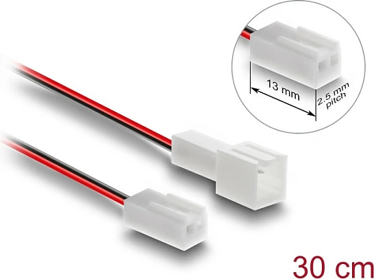 Kabllo zgjatëse fan 2-pin DeLOCK 90869, 30 cm, AWG26, e zezë/kuqe/bardhë