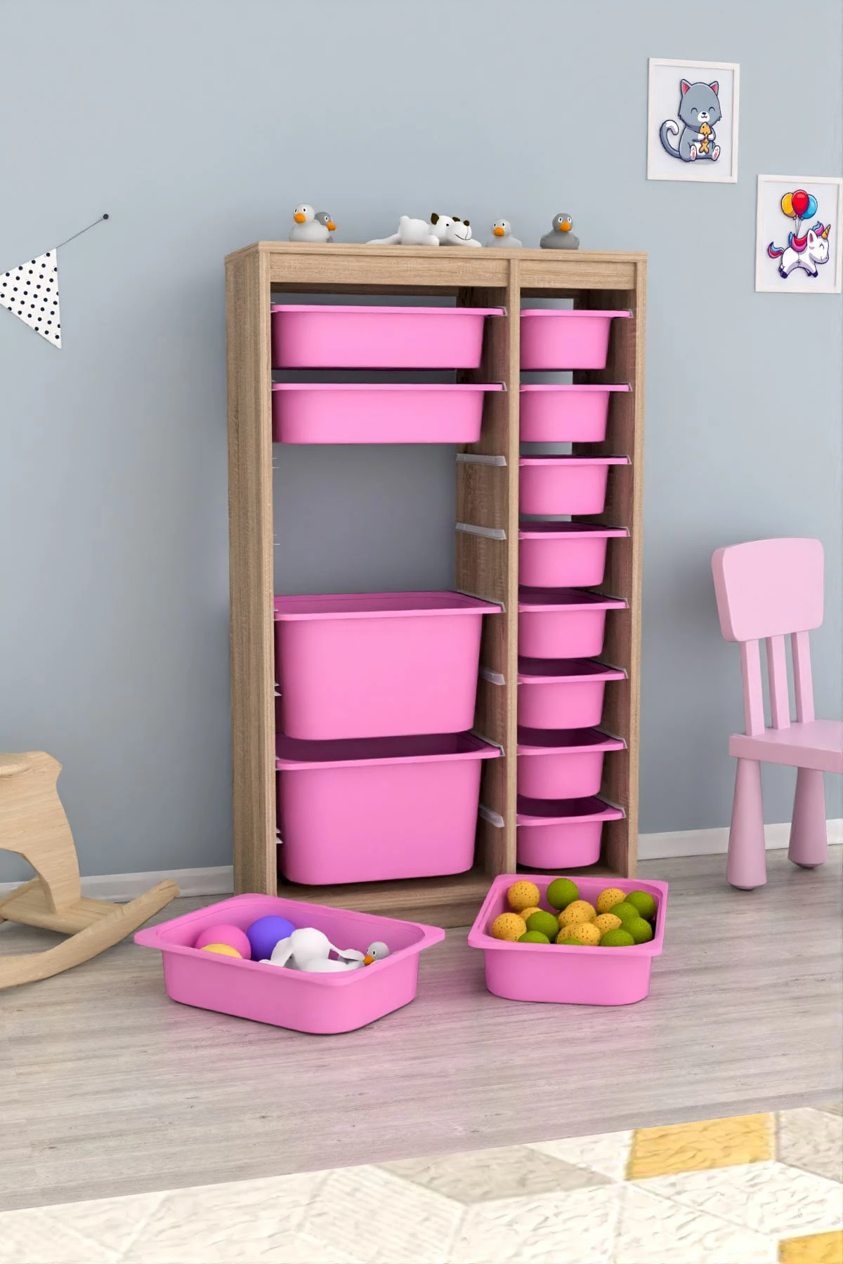 Dollap multifunksional Hanah Home, Montana Xs 2D4N8U, sonomo, rozë