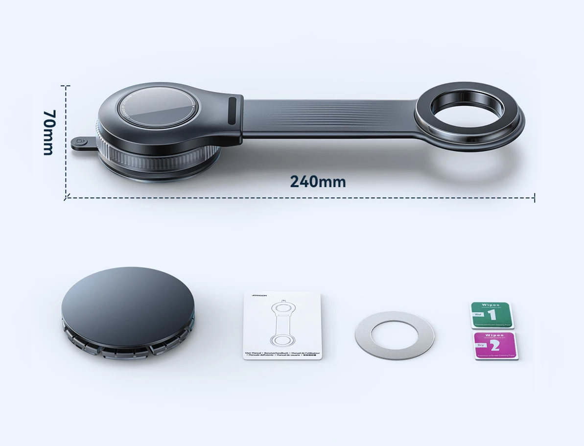 Mbajtëse magnetike telefoni për veturë Joyroom JR-ZS518, krah fleksibil, montim në xham/dashbord, e zezë