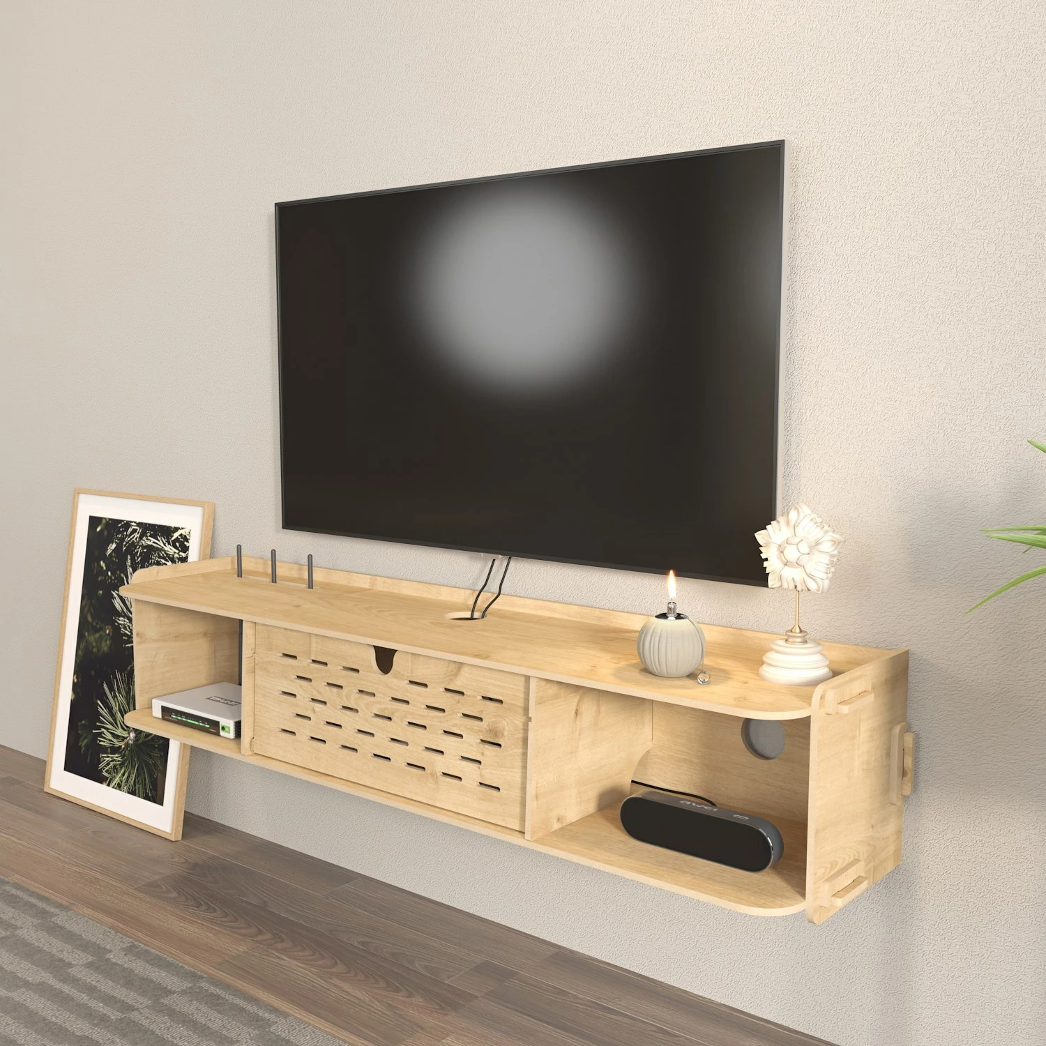 Komodë për TV, Hanah Home, Sima, ngjyrë lisi