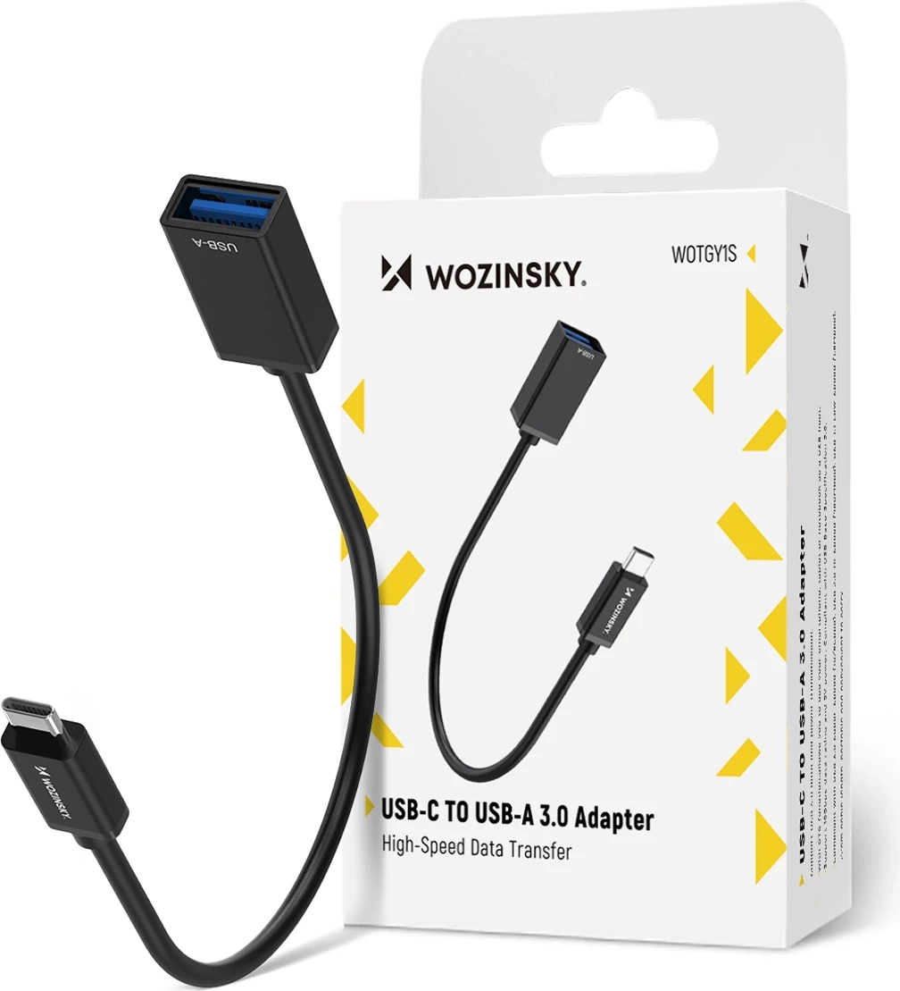 Adapter OTG Wozinsky WOTGY1S USB-C 3.0 në USB-A 3.0, 22cm, zi