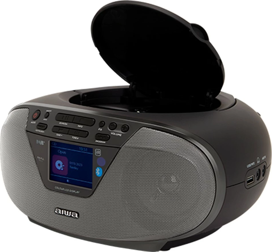 Radio boombox AIWA BBTU-500DAB/BK, CD/MP3/USB/Bluetooth, DAB+/FM-RDS, 6W RMS, ekran 2.4\", e zezë