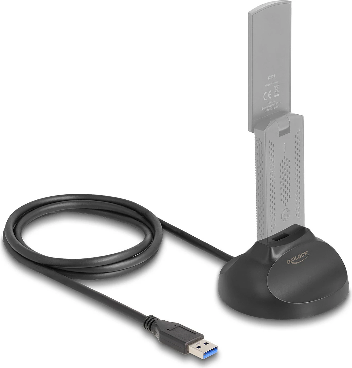 Kabllo docking USB-A DeLOCK 5 Gbps, 1.2 m, bazë magnetike, e zezë