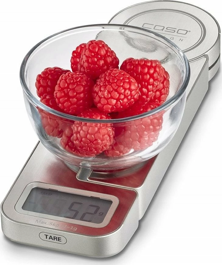 Peshore kuzhine Caso Ecostyle, 5 kg, 1 g, pa bateri (me energji nga palosja), argjendtë