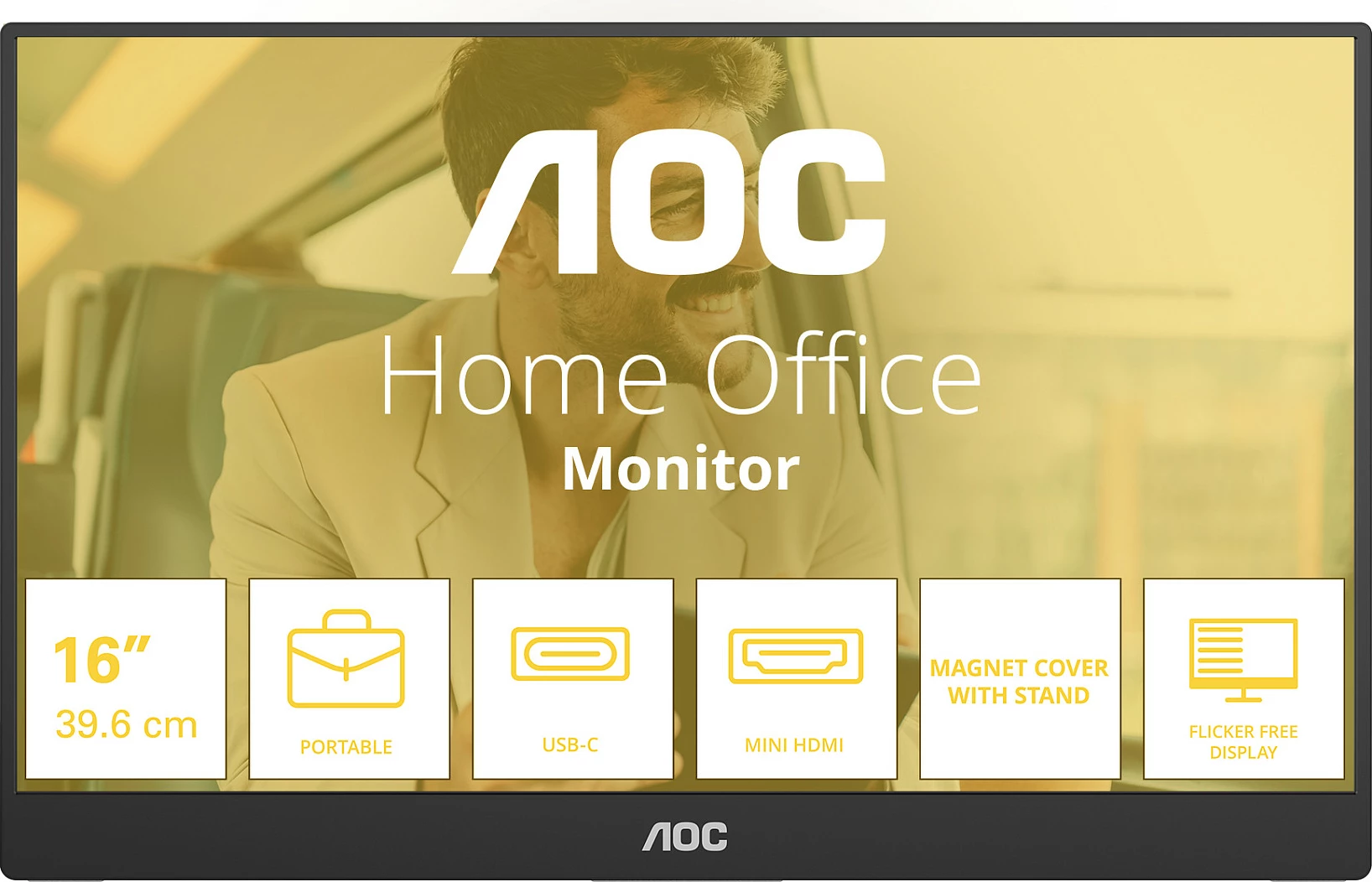 Monitor portativ AOC 16T20E2, 15.6", Full HD IPS, USB-C, mini HDMI, altoparlant