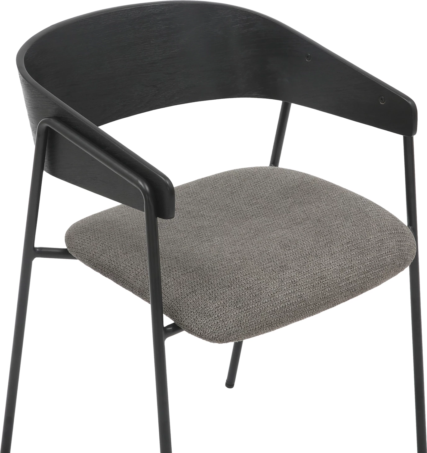 Karrige për tavolinë ngrënieje KORIN FH9975.02 metal & dru, pëlhurë e zezë-gri, 54x51x72,5H cm, set prej 2 copë