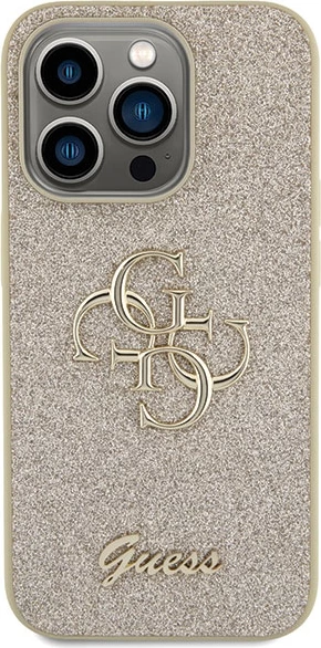 Mbështjellës Guess Glitter Script Big 4G për iPhone 15 Pro Max, Ari
