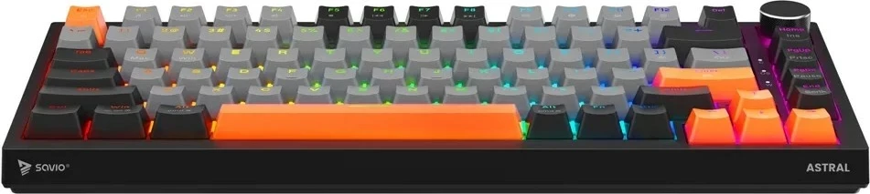 Tastierë magnetike Savio Astral, 75%, Outemu White Jade, RGB, USB-C kabllo e shkëputshme, gri-zi