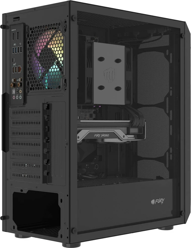 Kasë FURY Shobo SH4 RGB Midi Tower, E zezë