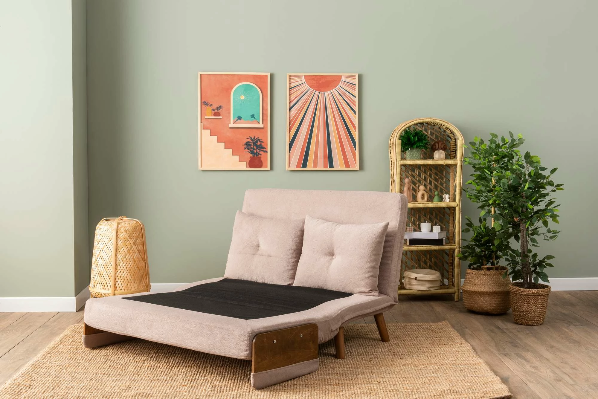 Divan-krevat dy ulëshe, Cosmo, ngjyrë mink, Atelier del Sofa