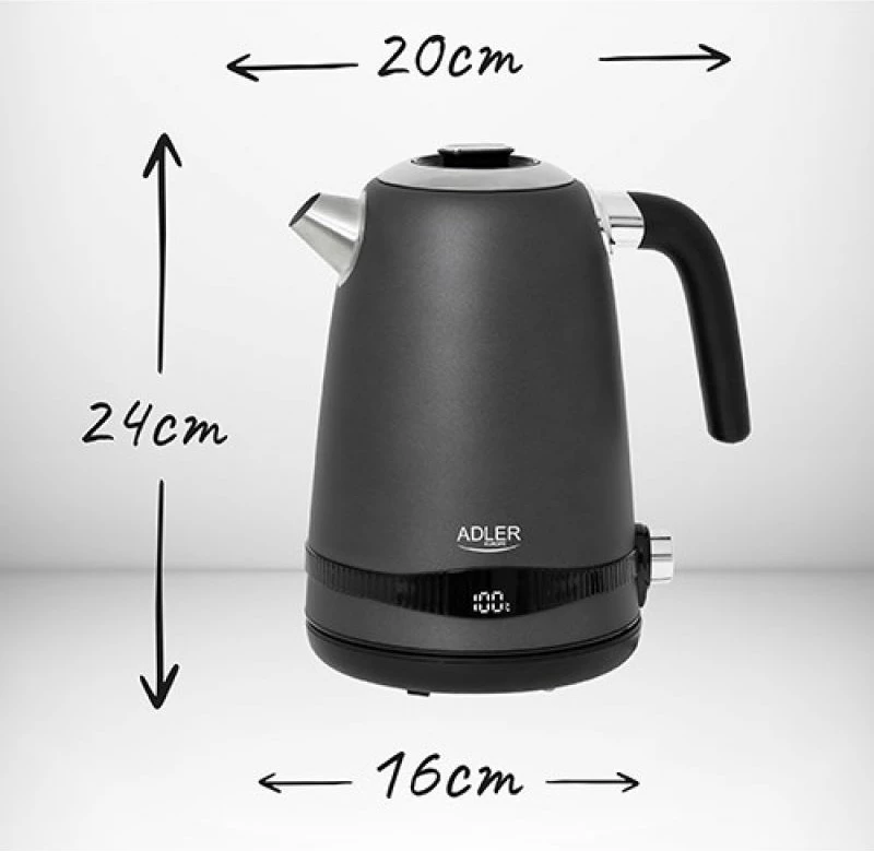 Çajnik elektrik Adler AD 1295g, gri