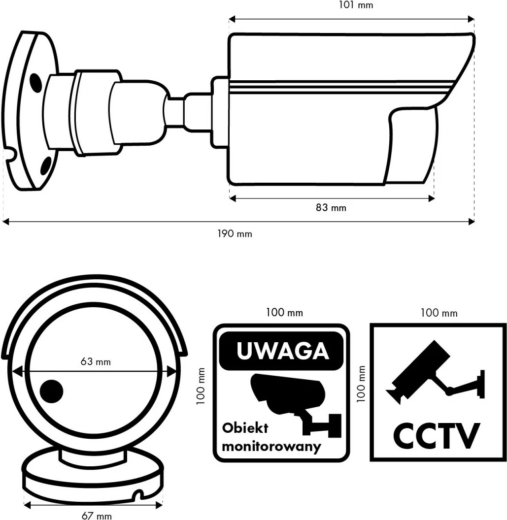 Atrapa kamere tubore, CEE, IR1800, LED IR me pulsim, IP44, 2xAA, ABS, e bardhë