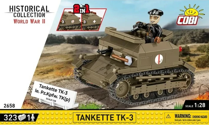 Set blloqesh Tankette TK-3 Cobi Klocki, 323 pjesë, me figurë, Jeshile