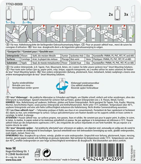 Gozhdë ngjitës tesa Powerstrips, për pllaka dhe metal, 2 copë, deri 3 kg