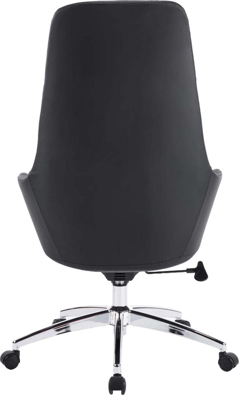 Karrige zyre BEKKER, lëkurë PU e zezë, bazë kromi, 67x67x126cm