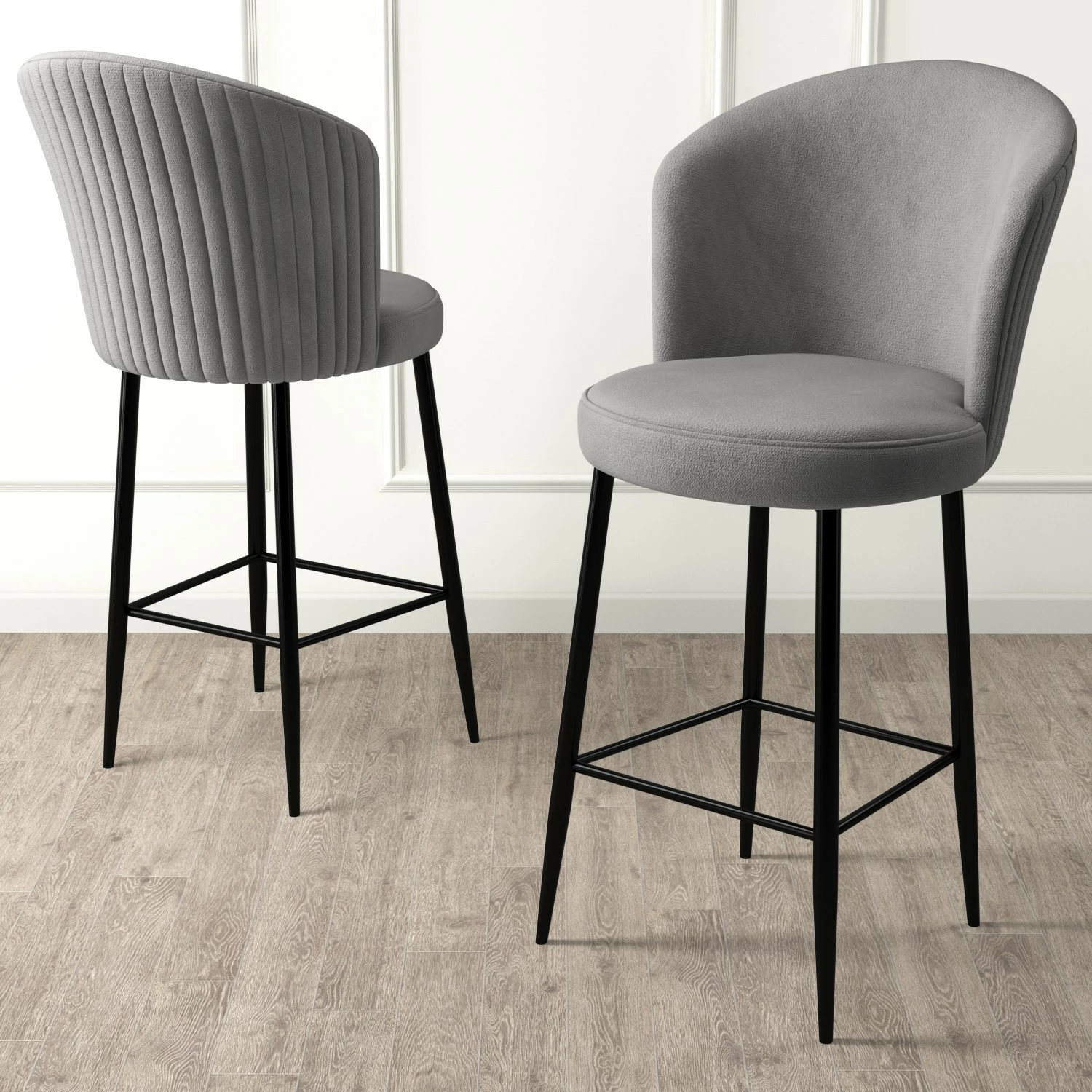 Set karrigesh për bar (6 copë), Hanah Home, Alte, gri, e zezë