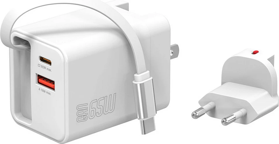 Karikues universal 4smarts 541065, 65W, 3 porta, USB-C, kabllo 0.7m, i bardhë