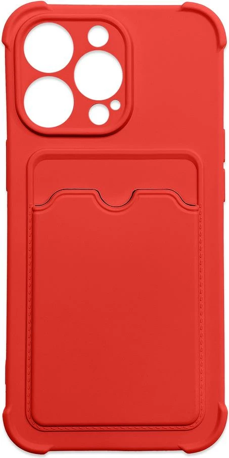 Mbështjellës Hurtel për iPhone 11 Pro Max, silikon, xhep për kartela, i kuq