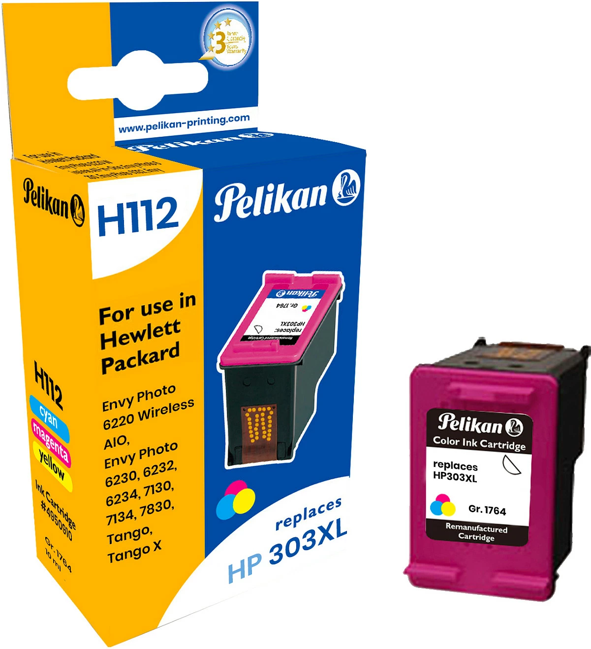 Kartrixh boje Pelikan H112, kompatibile me HP 303XL, XL, C/M/Y
