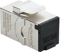 Bashkues Keystone DeLOCK 90994, RJ-45 në RJ-45, Cat6A, i sheshtë, i mbrojtur, zi/argjend/bardhë