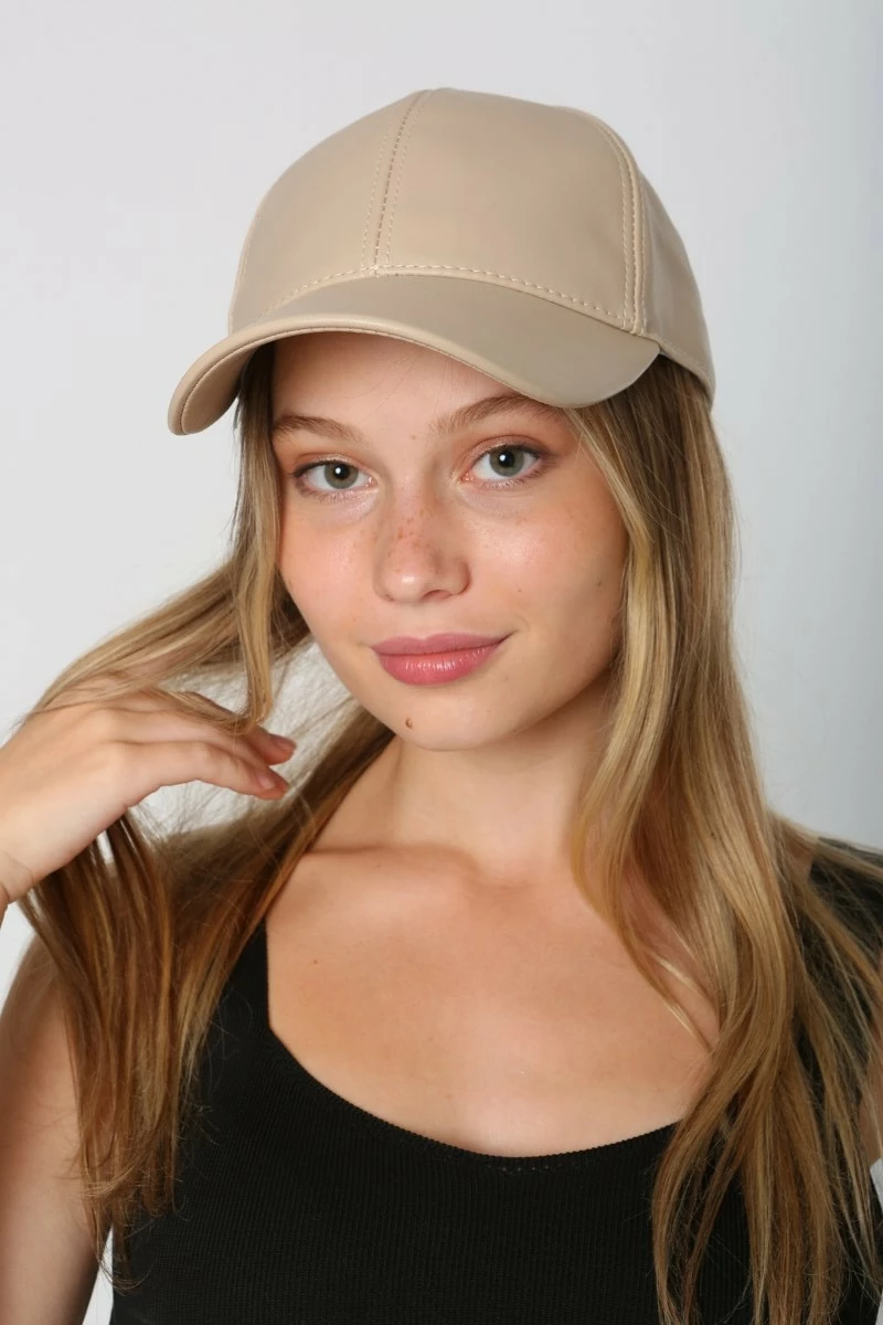 Kapelë për gra, lëkurë PU, ngjyrë bezhë, Jumeon, Spk1104