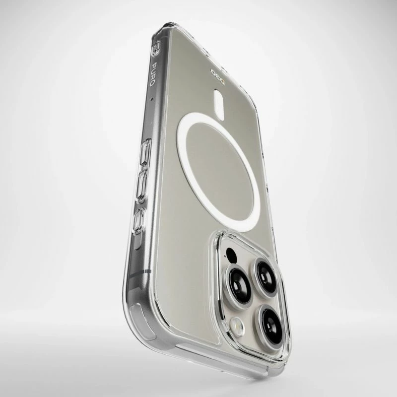 Mbrojtëse silikoni Puro Impact Clear D3O MagSafe për iPhone 16 Pro Max, transparente