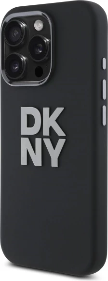Mbështjellës DKNY Liquid Silicone Metal Logo për iPhone 16 Pro, i zi