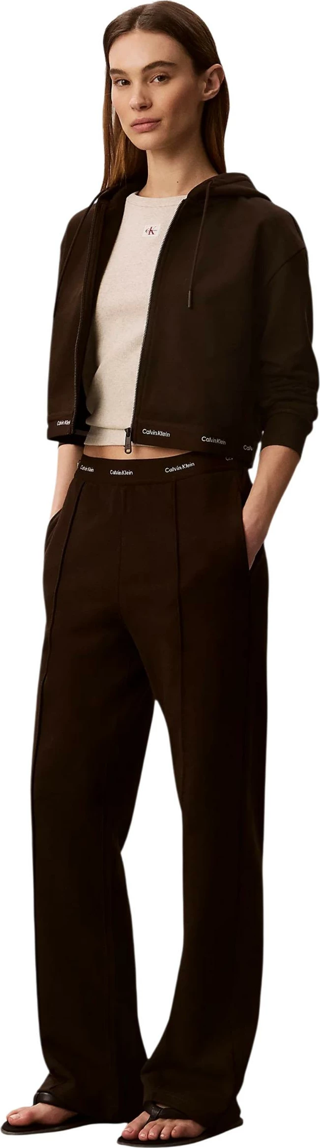 Pantallona sportive për femra Calvin Klein Jeans LV047G253G, kafe [Madhësia: S]