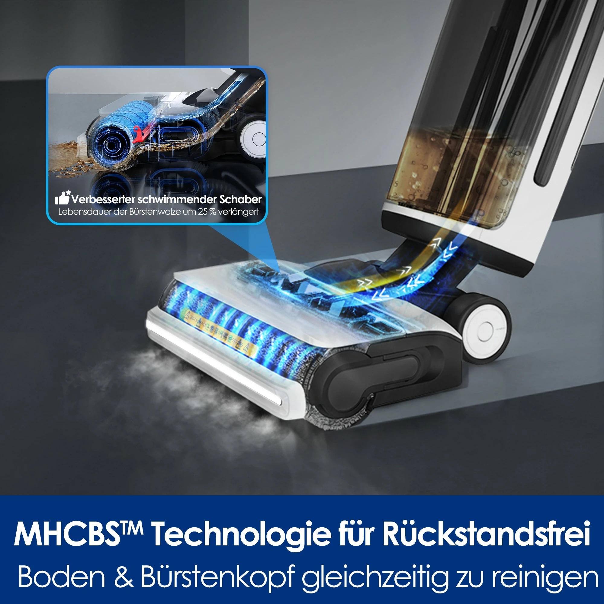 Pastrues me avull portativ Tineco Floor One S7 Steam Plus, pa kabllo, zi/bardhë