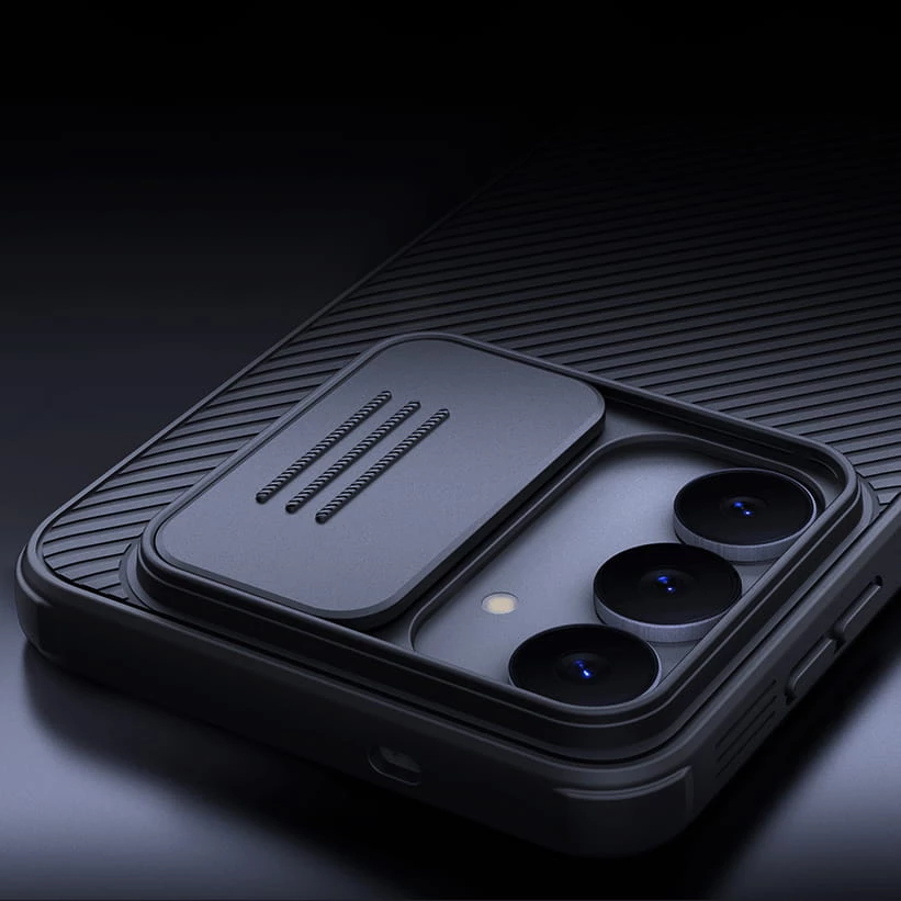 Mbështjellës NILLKIN CamShield Pro për Samsung Galaxy S25 FE, PC+TPU, me kapak mbrojtës për kamerë, i zi
